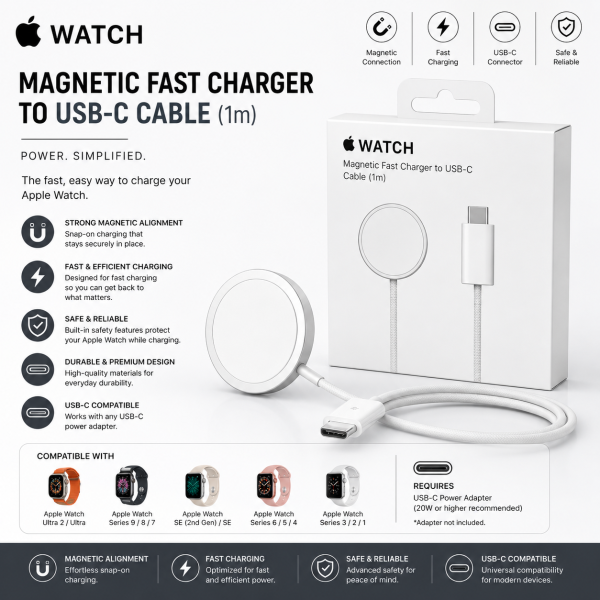 Apple Watch Magnetic Fast Charger to USB-C Cable