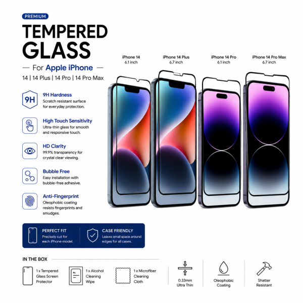 Tempered glass for Apple iPhone 14 Series