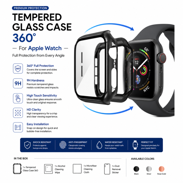 Apple Watch tempered glass case